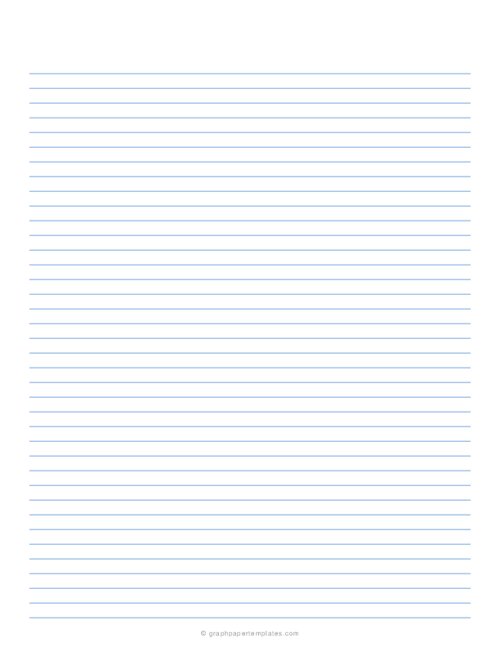 Narrow Ruled Lined Paper Blue Lines - No Vertical Line