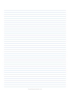Narrow Ruled Lined Paper Blue Lines - No Vertical Line