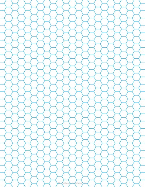 1/2 Inch Hexagon Graph Paper (Blue)