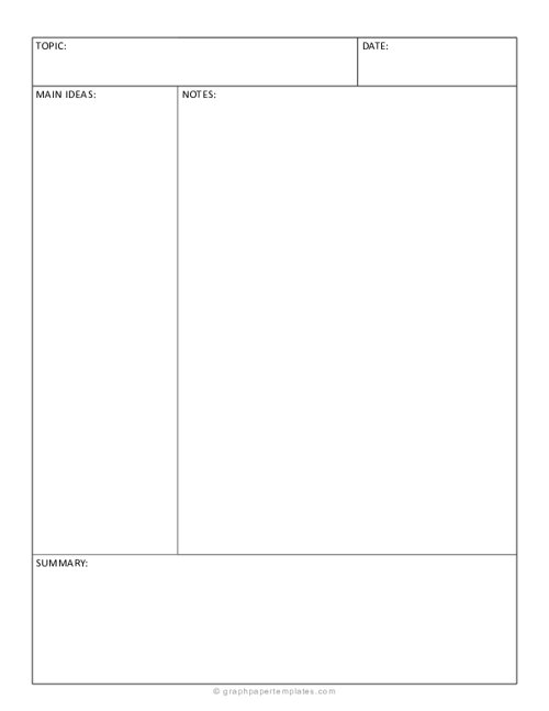 Blank Cornell Notes Template