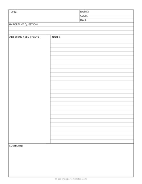 Cornell Notes (with Questions)