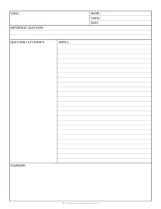 Cornell Notes Template (with Questions)