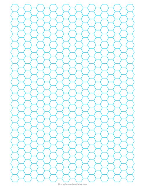 1/2 Inch Hexagon Graph Paper (Blue)