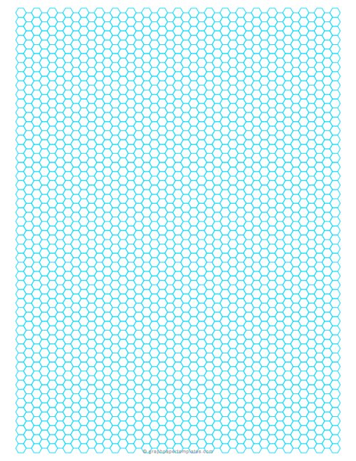 1/4 Inch Hexagonal Graph Paper (Blue)