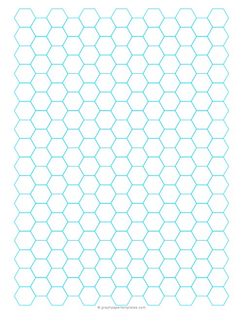 3/4 Inch Hex Blue Graph Paper