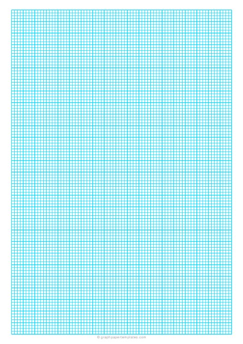 4 Squares per cm graph paper on A4 Size - Blue