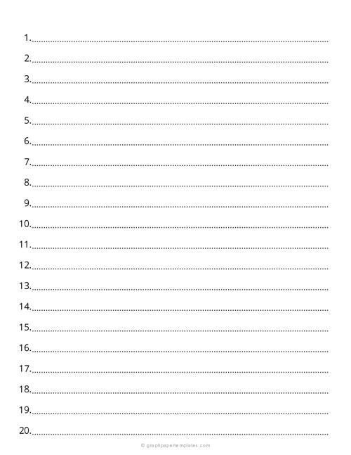 1/2 Inch Dotted Numbered Lined Paper