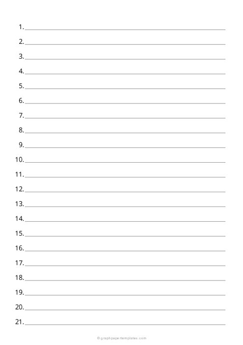 A4 1/2 Inch Numbered Lined Paper