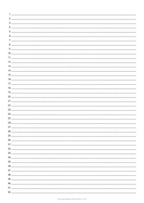 A4 1/4 Inch Numbered Dotted Lined Paper