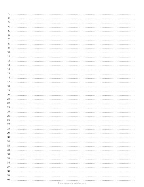 1/4 Inch Numbered Dotted Lined Paper