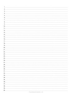 1/4 Inch Numbered Dotted Lined Paper