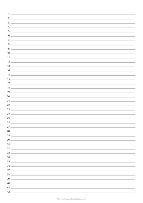 A4 1/4 Inch Numbered Lined Paper