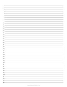 1/4 Inch Numbered Lined Paper