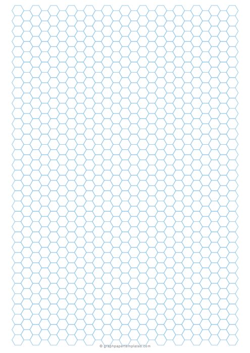 A4 1 cm Hexagon Graph Paper (Blue)
