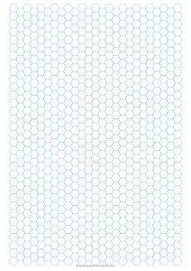 A4 1 cm Hexagon Graph Paper (Blue)