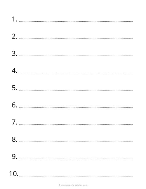 1 Inch Numbered Dotted Lined Paper