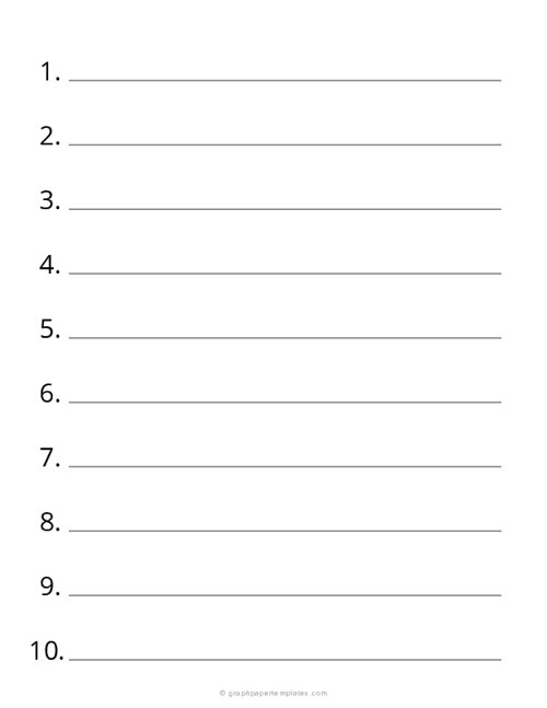 1 Inch Numbered Lined Paper