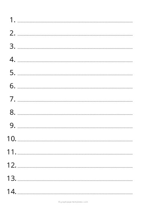A4 3/4 Inch Numbered and Dotted Lined Paper