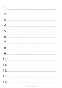 A4 3/4 Inch Numbered and Dotted Lined Paper