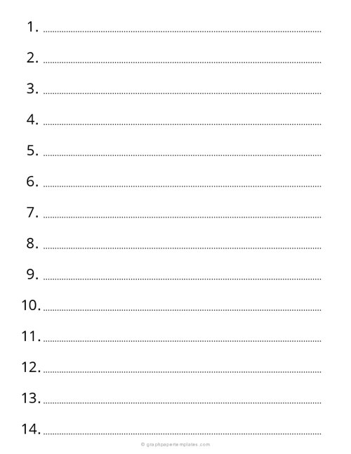 3/4 Inch Numbered and Dotted Lined Paper