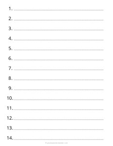 3/4 Inch Numbered and Dotted Lined Paper
