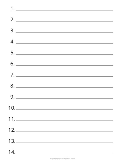 3/4 Inch Numbered Lined Paper