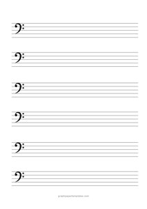 A4 Bass Clef Music Staff Paper