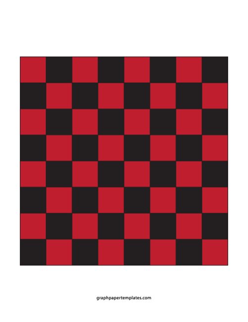 64 Square Checkerboard Red and Black Grid