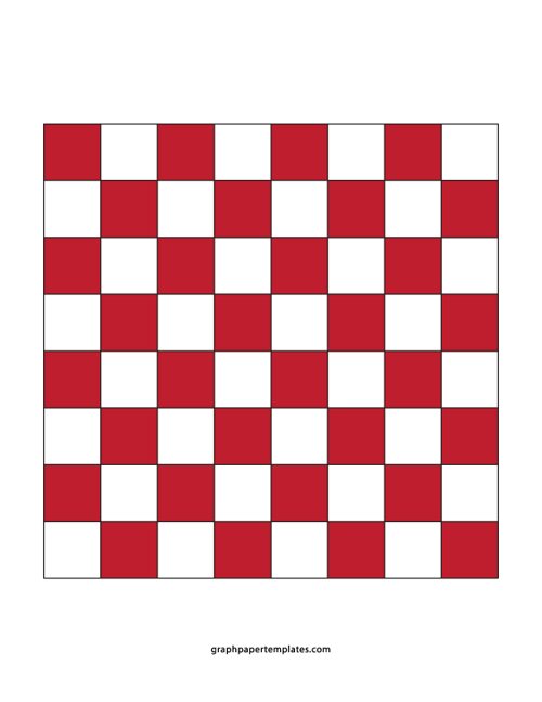 64 Square Checkerboard Red and White Grid