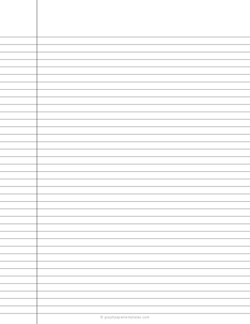 Narrow Ruled Paper with 1/4 Inch Lines and Black Margin