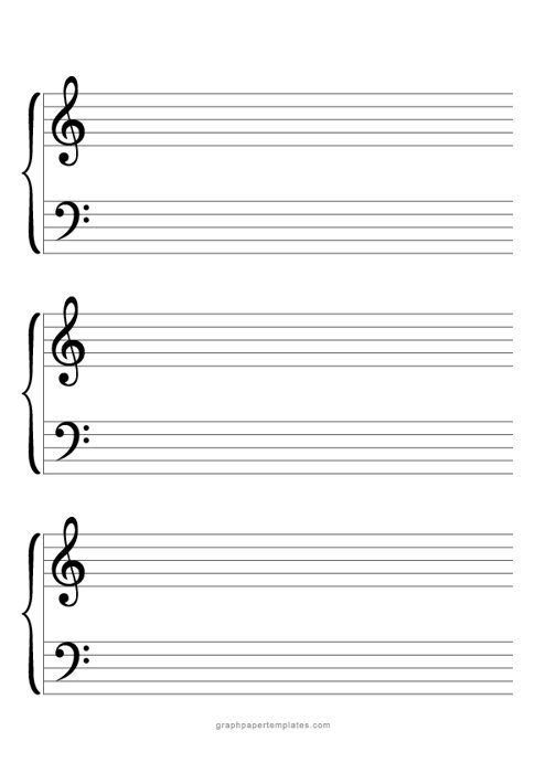 A4 Treble & Bass Clef Music Staff Paper