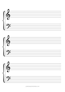 A4 Treble & Bass Clef Music Staff Paper