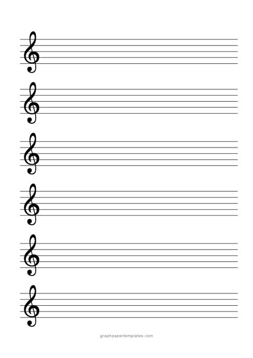 A4 Treble Clef Music Staff Paper