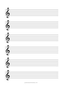 A4 Treble Clef Music Staff Paper