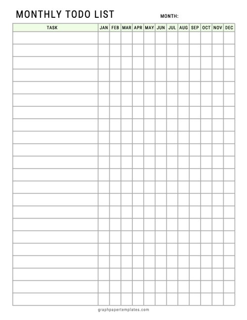 Monthly To-Do List Template