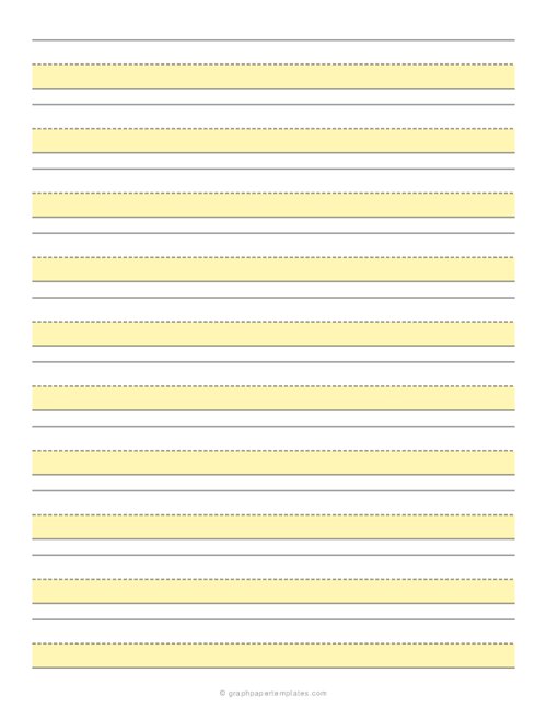 3/4 Highlighted Handwriting Paper